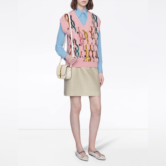 GUCCI light lamé GG mini skirt - Picture 3 of 10